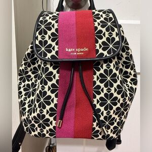 Kate Spade New York Flower Jacquard Stripe Synch Medium Flap Backpack